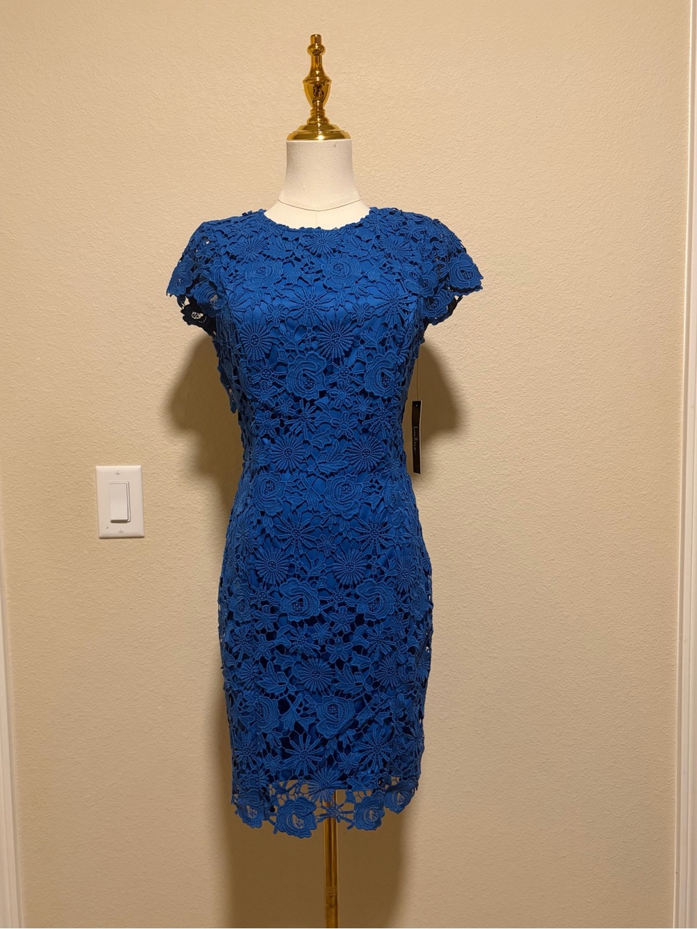 Lulu’s Romance Language Blue Backless Lace Dress
